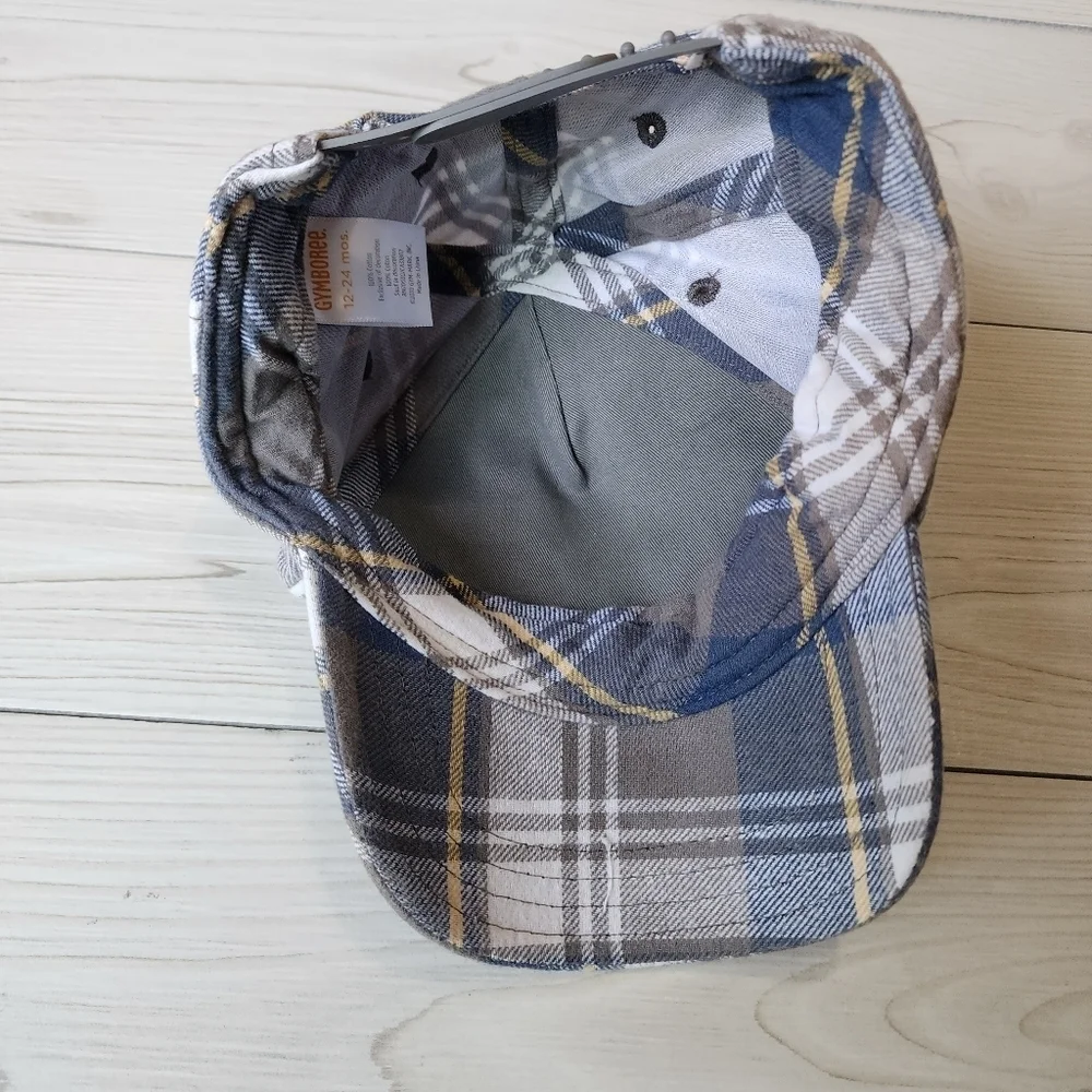 Gymboree Sidewalk King blue plaid hat size 12-24 mo